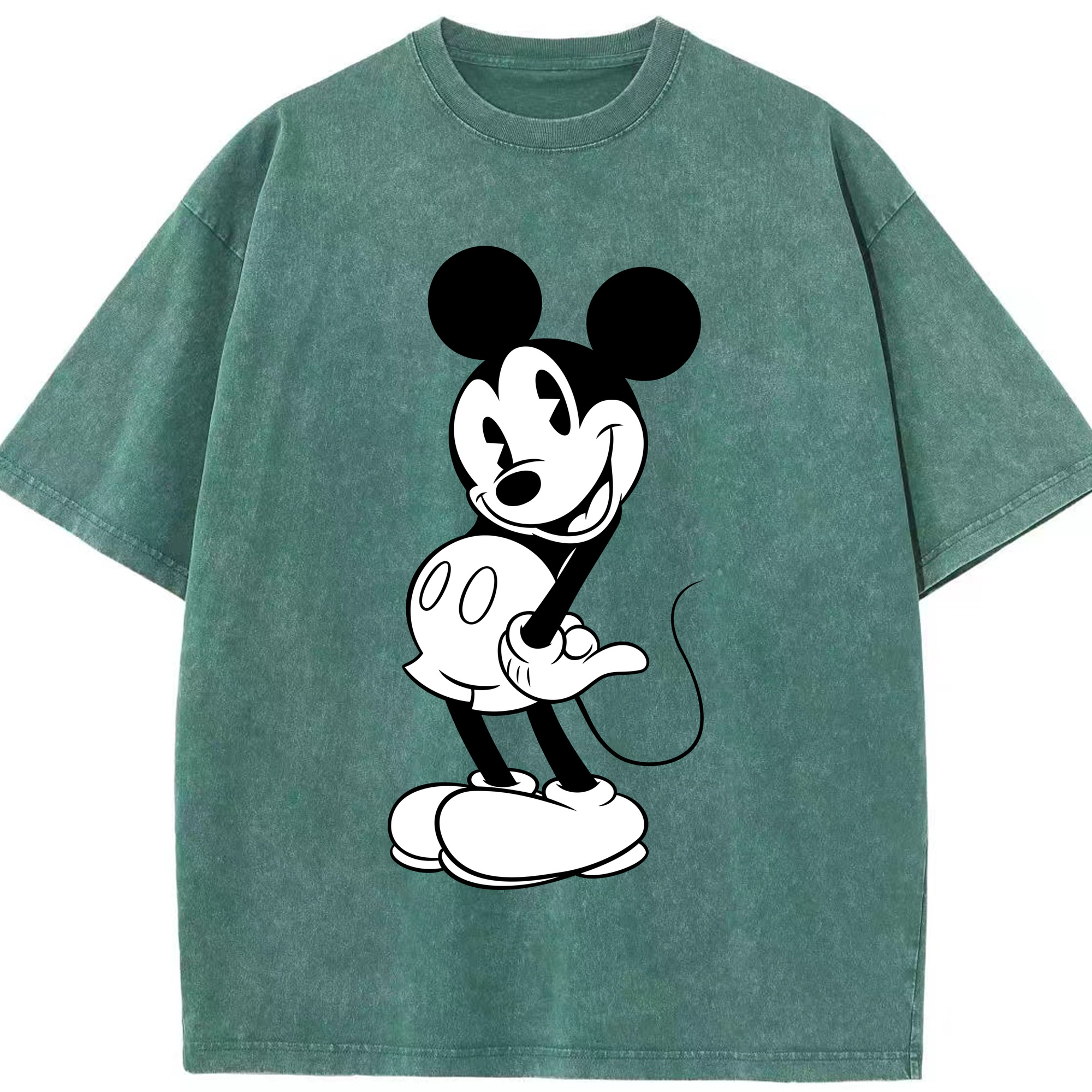 （画像用） ミッキーマウス Mickey Mouse 綿100% ヴィンテージ風 半袖Tシャツ（フロントプリント）